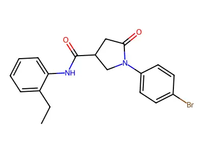 1-(4-bromophenyl)-N-(2-ethylphenyl)-5-oxopyrrolidine-3-carboxamide structure