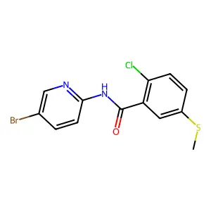 N-(5-bromopyridin-2-yl)-2-chloro-5-methylsulfanylbenzamide structure