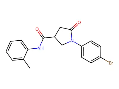 1-(4-bromophenyl)-N-(2-methylphenyl)-5-oxopyrrolidine-3-carboxamide structure