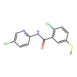 2-chloro-N-(5-chloropyridin-2-yl)-5-methylsulfanylbenzamide structure