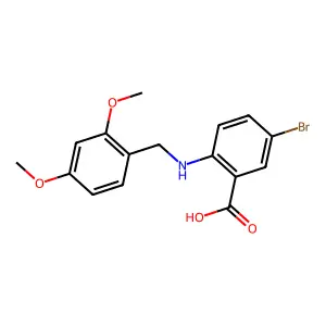 2-{[(2,4-Dimethoxyphenyl)methyl]amino}-5-bromobenzoic acid structure