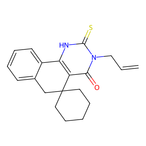 3-allyl-2-thioxo-2,3-dihydro-1H-spiro[benzo[h]quinazoline-5,1'-cyclohexan]-4(6H)-one structure