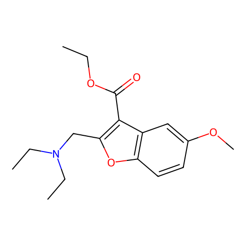 2-Diethylaminomethyl-5-methoxy-benzofuran-3-carboxylic acid ethyl ester structure