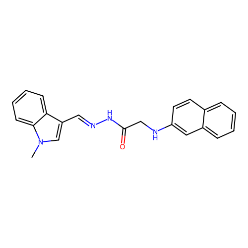 (Naphthalen-2-ylamino)acetic acid, (1-methyl-1H-indol-3-ylmethylene)hydrazide structure