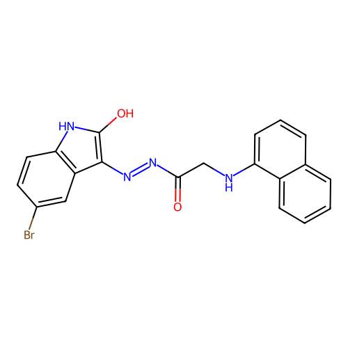 N'-(5-bromo-2-oxo-indol-3-yl)-2-(naphthalen-1-ylamino)acetohydrazide structure