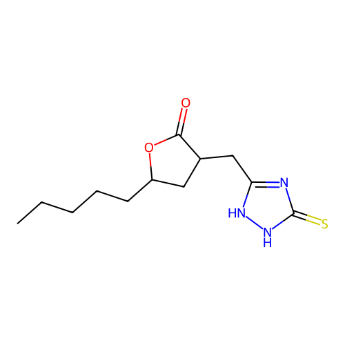 5-pentyl-3-[(5-sulfanyl-4H-1,2,4-triazol-3-yl)methyl]dihydrofuran-2(3H)-one structure