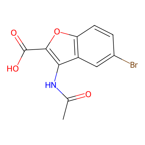 3-(Acetylamino)-5-bromo-1-benzofuran-2-carboxylic acid structure