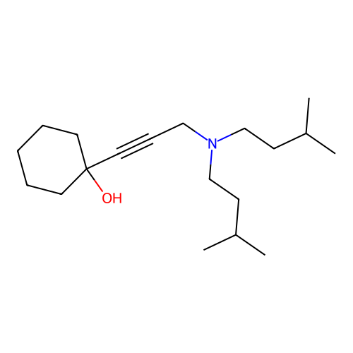 1-{3-[Bis(3-methylbutyl)amino]prop-1-yn-1-yl}cyclohexanol structure