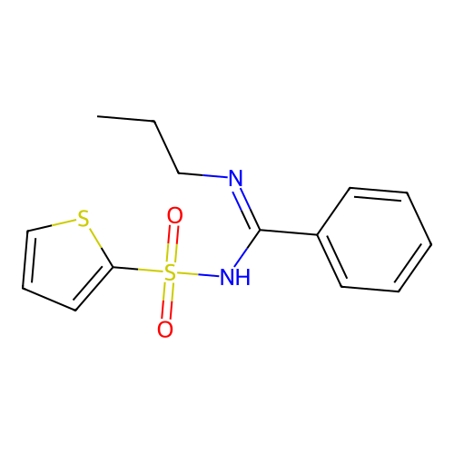 N-[phenyl(propylamino)methylene]-2-thiophenesulfonamide structure
