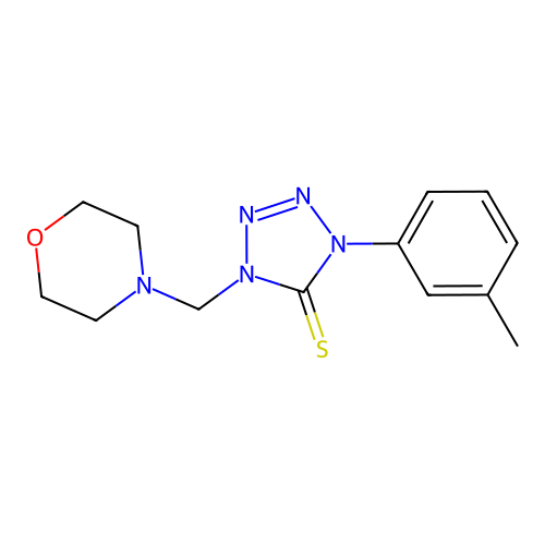 1-(3-methylphenyl)-4-(morpholin-4-ylmethyl)-1,4-dihydro-5H-tetrazole-5-thione structure