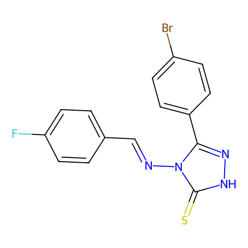 (E)-5-(4-bromophenyl)-4-((4-fluorobenzylidene)amino)-4H-1,2,4-triazole-3-thiol structure