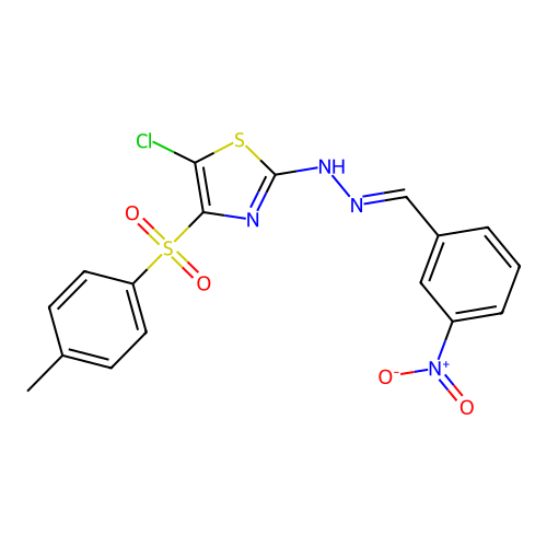 (E)-5-chloro-2-(2-(3-nitrobenzylidene)hydrazinyl)-4-tosylthiazole structure