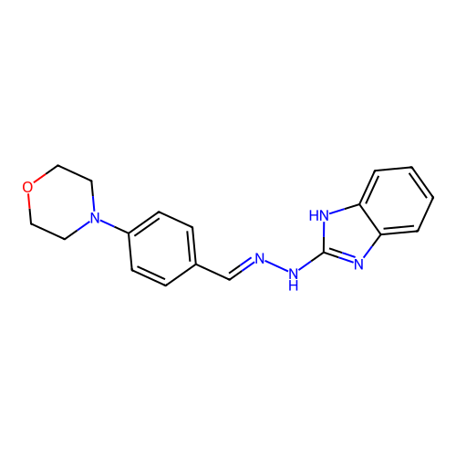 N-[(4-morpholin-4-ylphenyl)methylideneamino]-1H-benzimidazol-2-amine structure