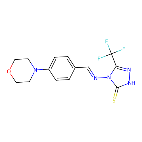 (E)-4-((4-morpholinobenzylidene)amino)-5-(trifluoromethyl)-4H-1,2,4-triazole-3-thiol structure