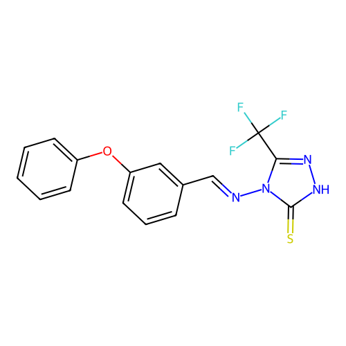 (E)-4-((3-phenoxybenzylidene)amino)-5-(trifluoromethyl)-4H-1,2,4-triazole-3-thiol structure