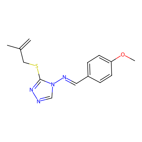 (E)-N-(4-methoxybenzylidene)-3-((2-methylallyl)thio)-4H-1,2,4-triazol-4-amine structure