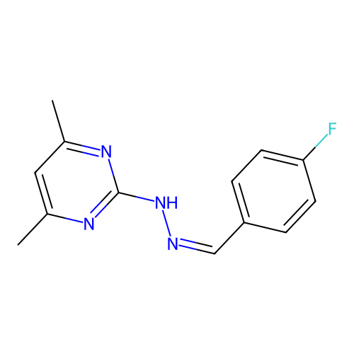 N-[(Z)-(4-fluorophenyl)methylideneamino]-4,6-dimethylpyrimidin-2-amine structure
