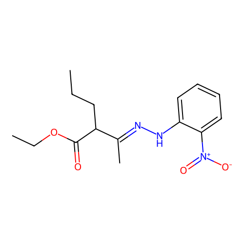 ethyl 2-(N-{2-nitrophenyl}ethanehydrazonoyl)pentanoate structure