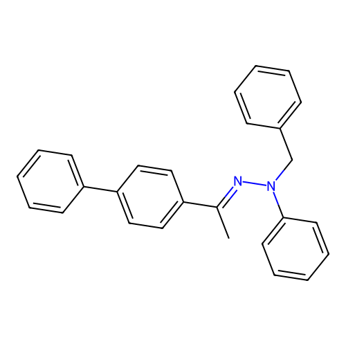 (2E)-1-benzyl-2-[1-(biphenyl-4-yl)ethylidene]-1-phenylhydrazine structure