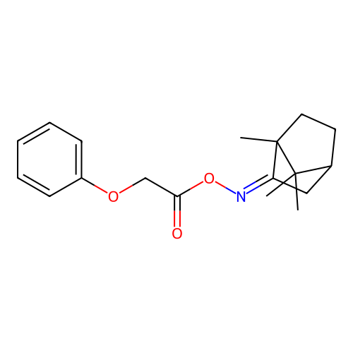 Acetic acid, 2-phenoxy-, (1,7,7-trimethylbicyclo[2.2.1]hept-2-ylidenamino) ester structure