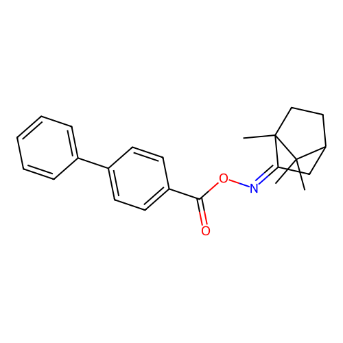 1,7,7-trimethylbicyclo[2.2.1]heptan-2-one O-([1,1'-biphenyl]-4-ylcarbonyl)oxime structure
