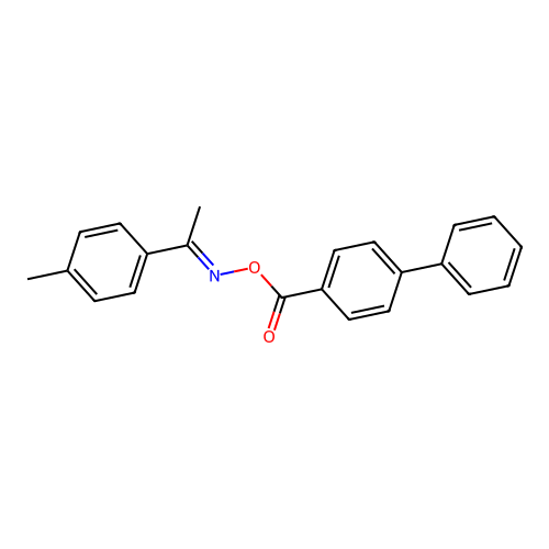 (1E)-1-(4-methylphenyl)ethanone O-(biphenyl-4-ylcarbonyl)oxime structure