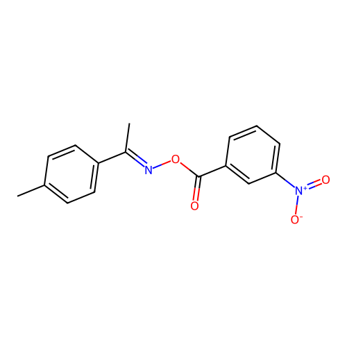 (1E)-1-(4-Methylphenyl)ethanone o-(3-nitrobenzoyl)oxime structure