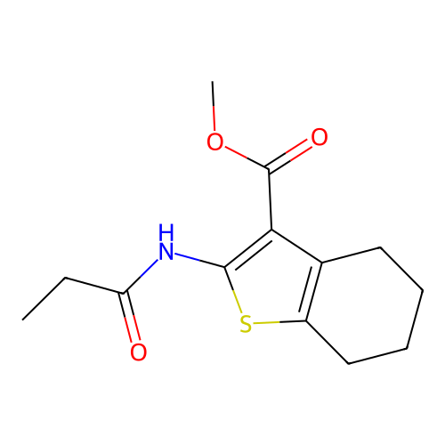 Methyl 2-(propanoylamino)-4,5,6,7-tetrahydro-1-benzothiophene-3-carboxylate structure
