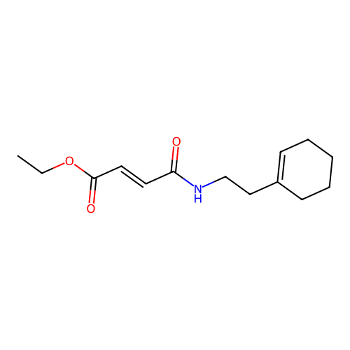 ethyl (2E)-3-[N-(2-cyclohex-1-enylethyl)carbamoyl]prop-2-enoate structure