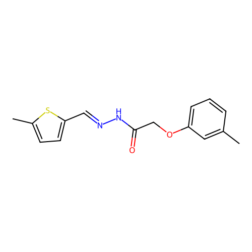 2-(3-methylphenoxy)-N'-[(5-methyl-2-thienyl)methylene]acetohydrazide structure