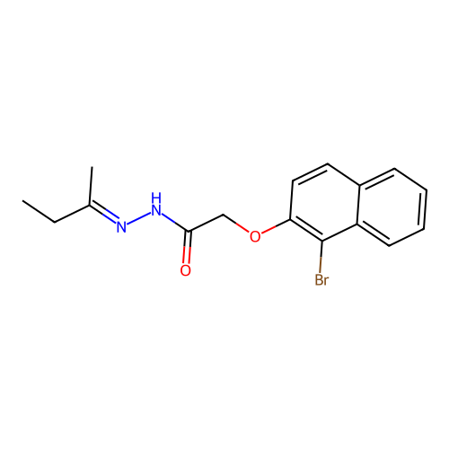 2-(1-bromonaphthalen-2-yl)oxy-N-[(E)-butan-2-ylideneamino]acetamide structure
