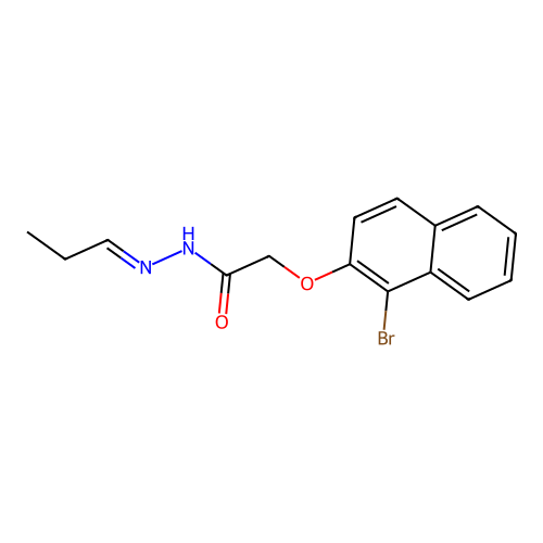 2-[(1-bromo-2-naphthyl)oxy]-N'-propylideneacetohydrazide structure