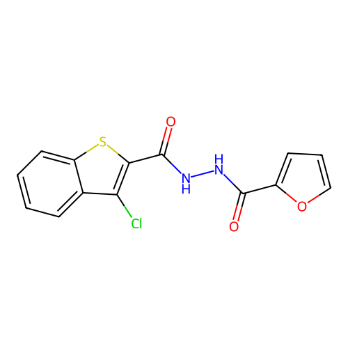 (3-chlorobenzo[b]thiophen-2-yl)-N-(2-furylcarbonylamino)carboxamide structure