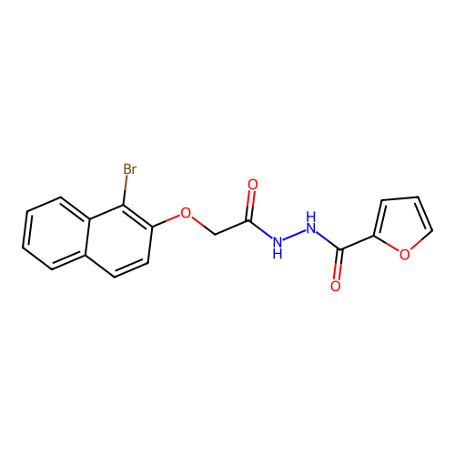 2-(1-bromo(2-naphthyloxy))-N-(2-furylcarbonylamino)acetamide structure