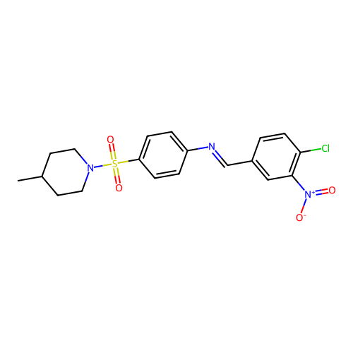 N-(4-chloro-3-nitrobenzylidene)-4-[(4-methyl-1-piperidinyl)sulfonyl]aniline structure