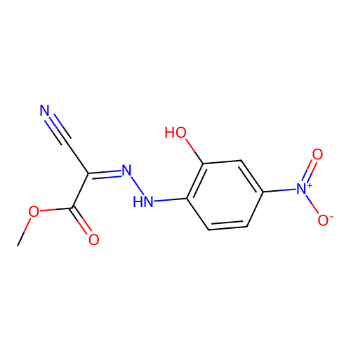 Methyl cyano({2-hydroxy-4-nitrophenyl}hydrazono)acetate structure