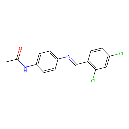 N-[4-[(2,4-dichloro-benzylidene)-amino]-phenyl]-acetamide structure