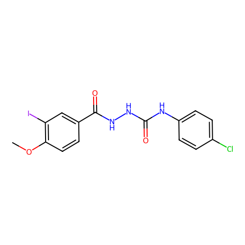 N-(4-chlorophenyl)-2-(3-iodo-4-methoxybenzoyl)hydrazinecarboxamide structure