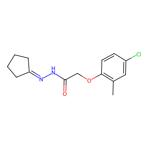2-(4-chloro-2-methylphenoxy)-N'-cyclopentylideneacetohydrazide structure