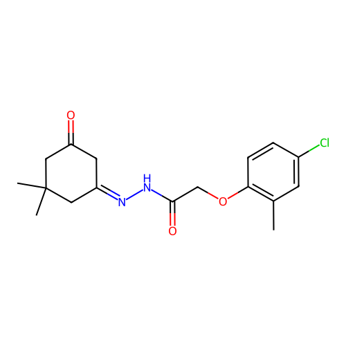 2-(4-chloro-2-methylphenoxy)-N-[(Z)-(3,3-dimethyl-5-oxocyclohexylidene)amino]acetamide structure