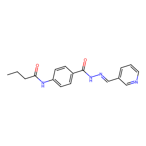N-(4-{[2-(3-pyridinylmethylene)hydrazino]carbonyl}phenyl)butanamide structure