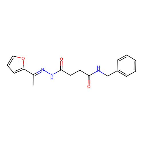 N-benzyl-4-{2-[1-(2-furyl)ethylidene]hydrazino}-4-oxobutanamide structure