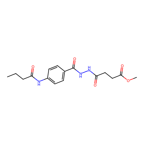 Methyl 4-{2-[4-(butyrylamino)benzoyl]hydrazino}-4-oxobutanoate structure