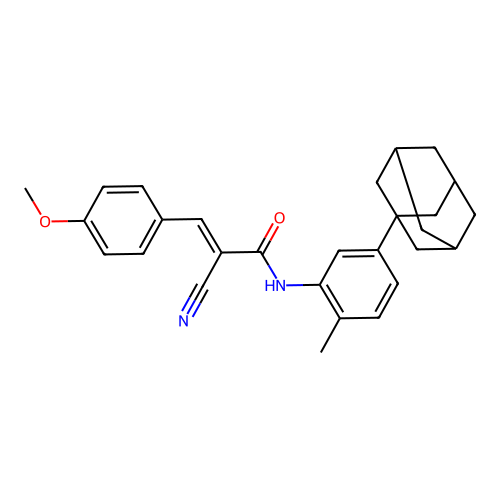 (E)-N-[5-(1-adamantyl)-2-methylphenyl]-2-cyano-3-(4-methoxyphenyl)prop-2-enamide structure