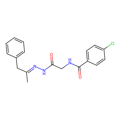 4-chloro-N-[2-oxo-2-[(2E)-2-(1-phenylpropan-2-ylidene)hydrazinyl]ethyl]benzamide structure