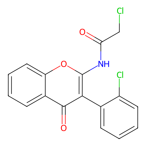 2-chloro-N-(3-(2-chlorophenyl)-4-oxo-4H-chromen-2-yl)acetamide structure