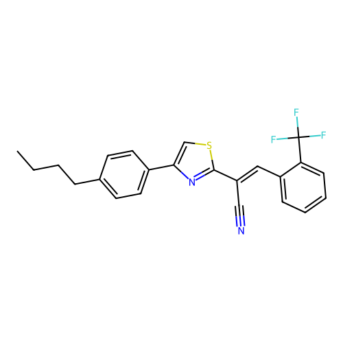 (2Z)-2-[4-(4-BUTYLPHENYL)-1,3-THIAZOL-2-YL]-3-[2-(TRIFLUOROMETHYL)PHENYL]PROP-2-ENENITRILE structure