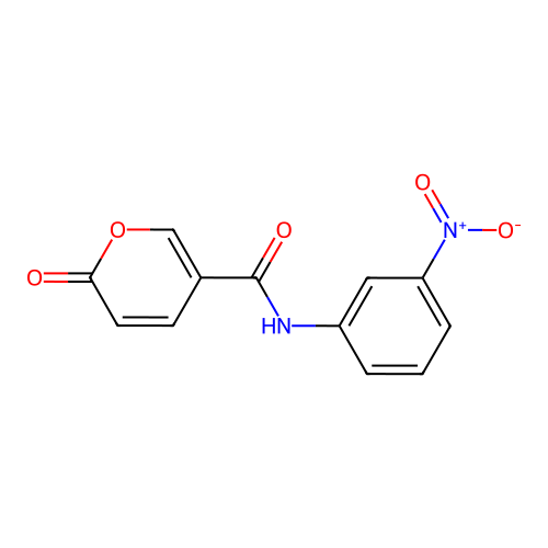 N-(3-nitrophenyl)-2-oxo-2H-pyran-5-carboxamide structure
