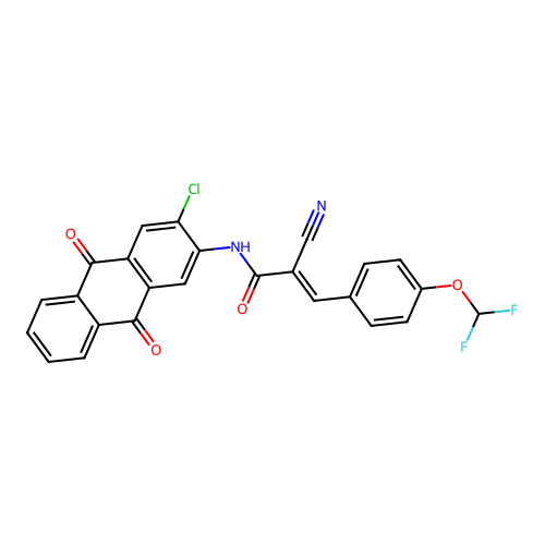 (E)-N-(3-chloro-9,10-dioxoanthracen-2-yl)-2-cyano-3-[4-(difluoromethoxy)phenyl]prop-2-enamide structure