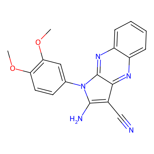 2-amino-1-(3,4-dimethoxyphenyl)-1H-pyrrolo[2,3-b]quinoxaline-3-carbonitrile structure